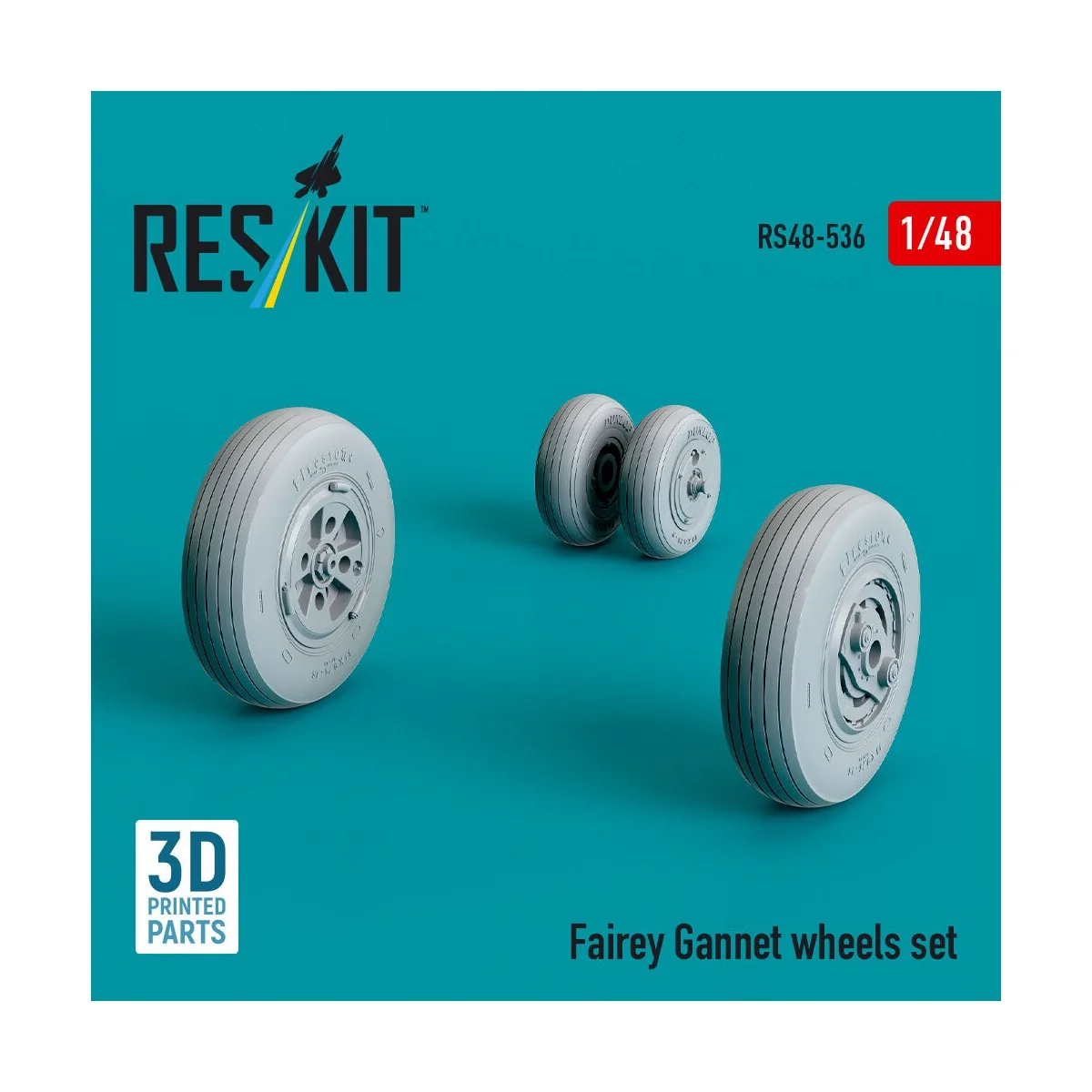 Fairey Gannet wheels set (3D Printed), 1/48 - ResKit Models RS48-0536
