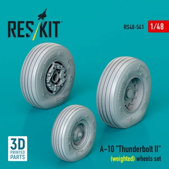 A-10 Thunderbolt II (weighted) wheels set (3D Printed), 1/48 - ResK...