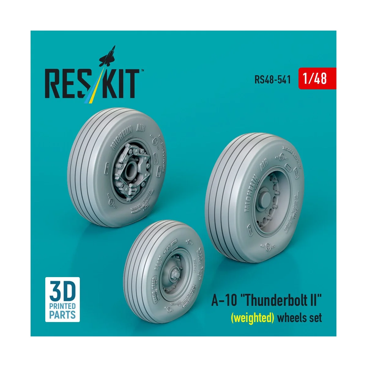 A-10 Thunderbolt II (weighted) wheels set (3D Printed), 1/48 - ResK...
