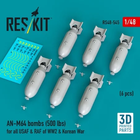 AN-M64 bombs (6 pcs) (500 lbs) for all USAF & RAF of WW2 & Korean W...