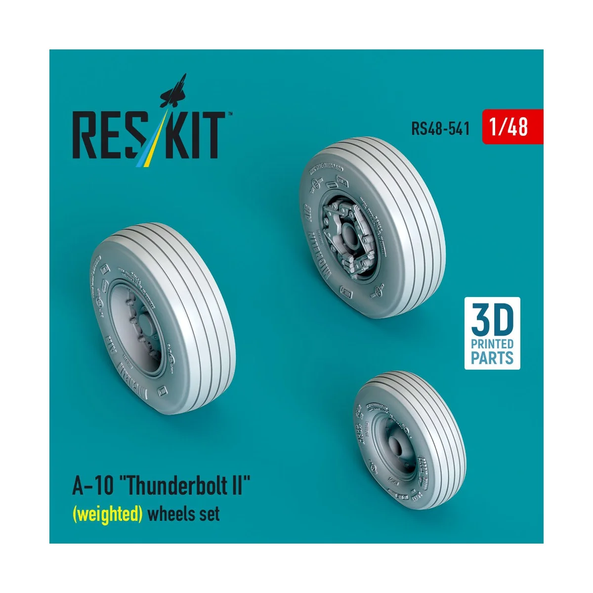 A-10 Thunderbolt II (weighted) wheels set (3D Printed), 1/48 - ResK...
