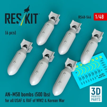 AN-M58 bombs (6 pcs) (500 lbs) for all USAF & RAF of WW2 & Korean W...