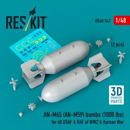 AN-M65 (AN-M59) bombs (2 pcs) (1000 lbs) for all USAF & RAF of WW2 ...