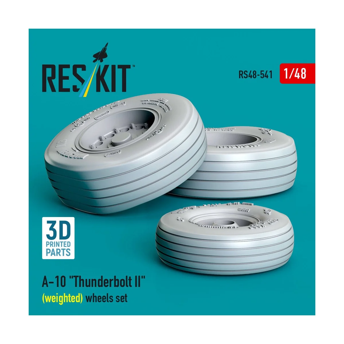 A-10 Thunderbolt II (weighted) wheels set (3D Printed), 1/48 - ResK...