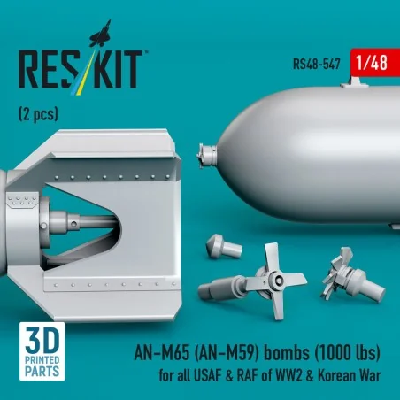 AN-M65 (AN-M59) bombs (2 pcs) (1000 lbs) for all USAF & RAF of WW2 ...