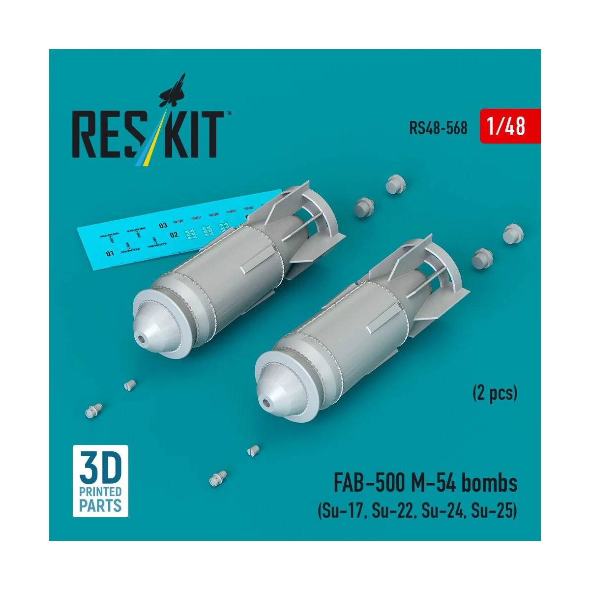 FAB-500 M-54 bombs (2 pcs) (Su-17, Su-22, Su-24, Su-25) (3D Printed...