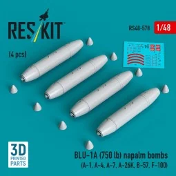 BLU-1A (750 lb) napalm bombs (4 pcs) (A-1, A-4, A-7, A-26K, B-57, F...