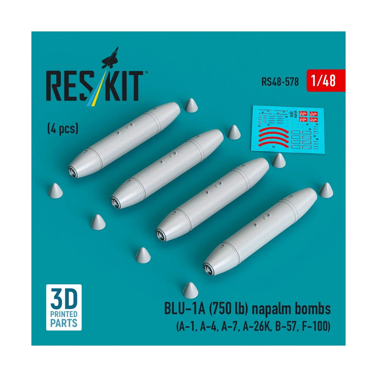 BLU-1A (750 lb) napalm bombs (4 pcs) (A-1, A-4, A-7, A-26K, B-57, F...