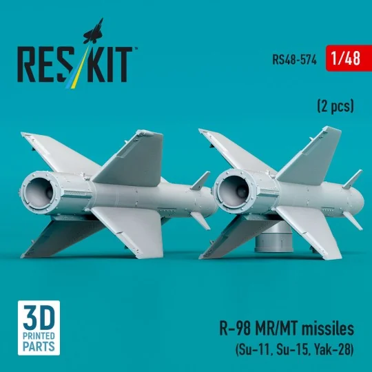 R-98 MR/MT missiles (2 pcs) (Su-11, Su-15, Yak-28) (3D Printed), 1/...