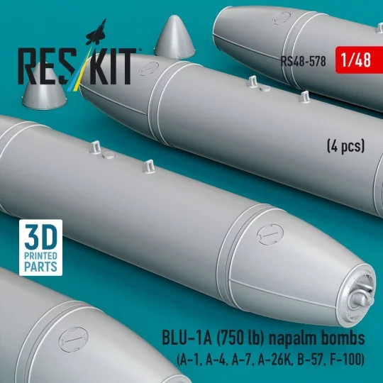 BLU-1A (750 lb) napalm bombs (4 pcs) (A-1, A-4, A-7, A-26K, B-57, F...
