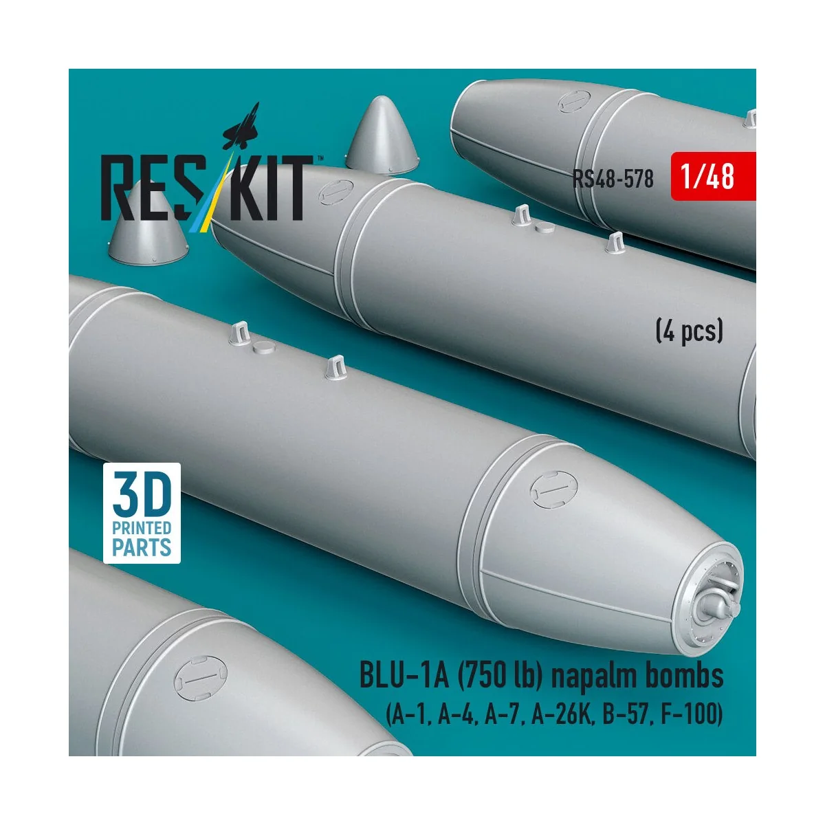 BLU-1A (750 lb) napalm bombs (4 pcs) (A-1, A-4, A-7, A-26K, B-57, F...