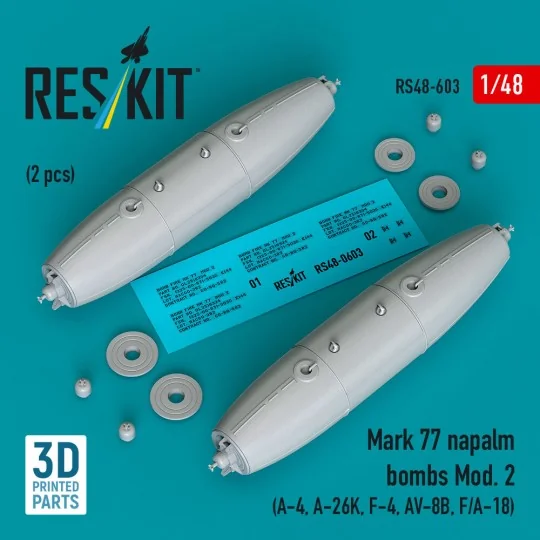 Mark 77 napalm bombs Mod. 2 (2pcs) (A-4, A-26K, F-4, AV-8B, F/A-18)... Mark 77 napalm bombs Mod. 2 (2pcs) (A-4, A-26K, F-4, AV-8B, F/A-18)...
