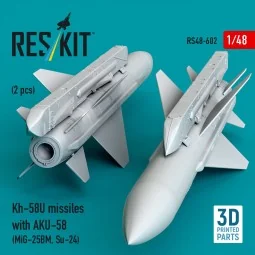 Kh-58U missiles with AKU-58 (2 pcs) (MiG-25BM, Su-24) (3D Printed),... 2