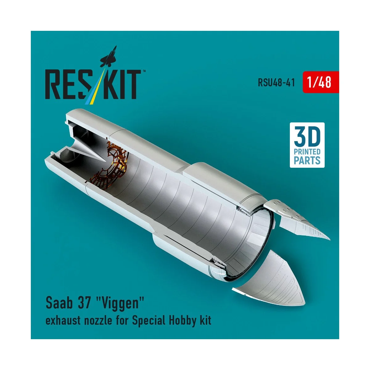 Saab 37 Viggen exhaust nozzle for Special Hobby kit (3D Printed), 1...