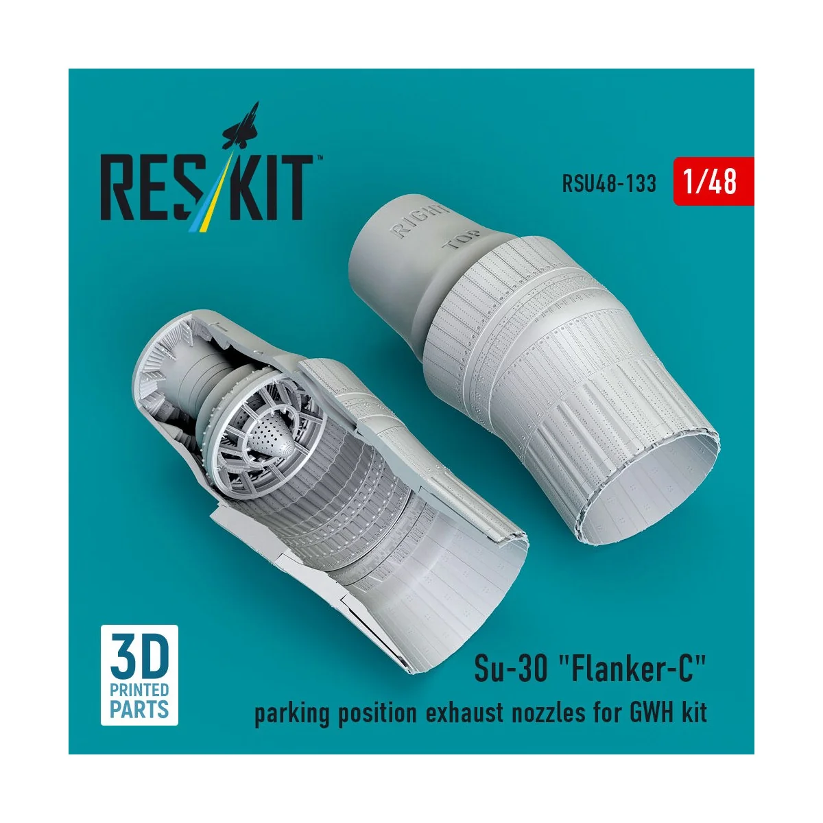 Su-30 Flanker-C parking position exhaust nozzles for GWH kit (3D Pr...