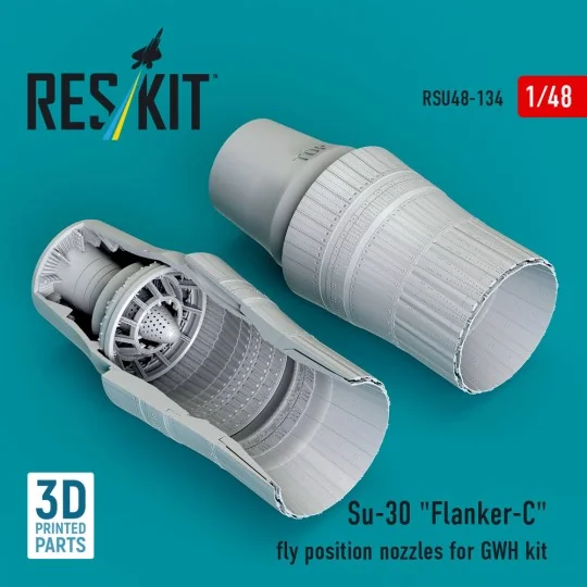 Su-30 Flanker-C fly position nozzles for GWH kit (3D Printed), 1/48...