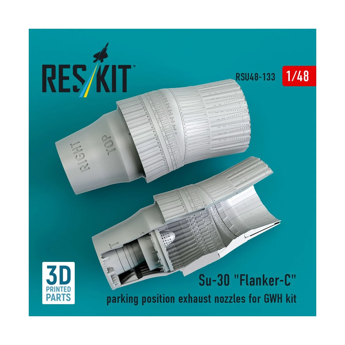 Su-30 Flanker-C parking position exhaust nozzles for GWH kit (3D Pr...