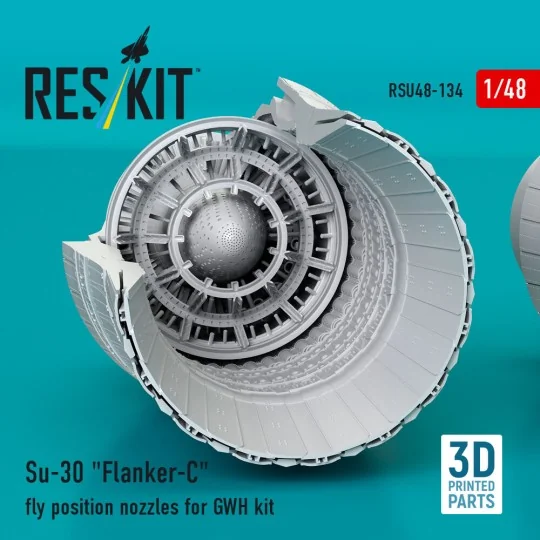 Su-30 Flanker-C fly position nozzles for GWH kit (3D Printed), 1/48...