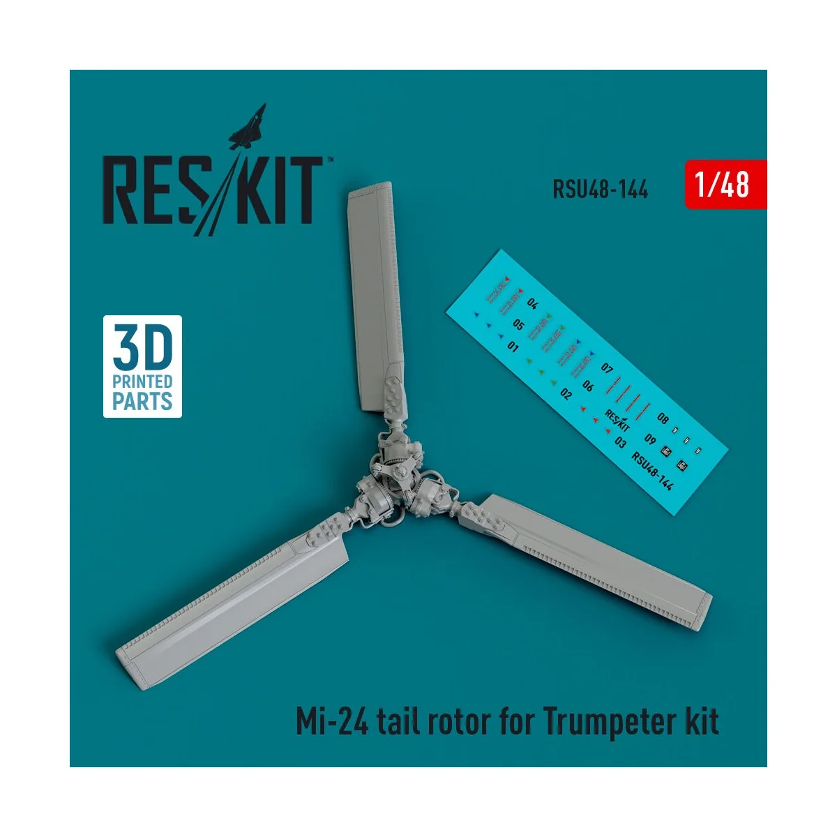 Mi-24 tail rotor for Trumpeter kit (3D Printed), 1/48 - ResKit Mode...