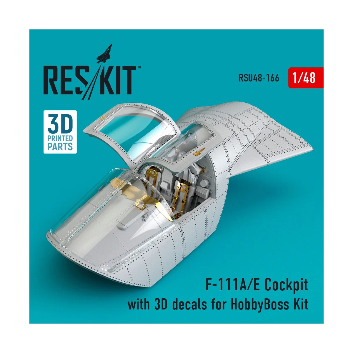 F-111A/E Cockpit with 3D decals for HobbyBoss kit (3D Printed), 1/4...
