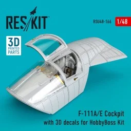 F-111A/E Cockpit with 3D decals for HobbyBoss kit (3D Printed), 1/4... 2