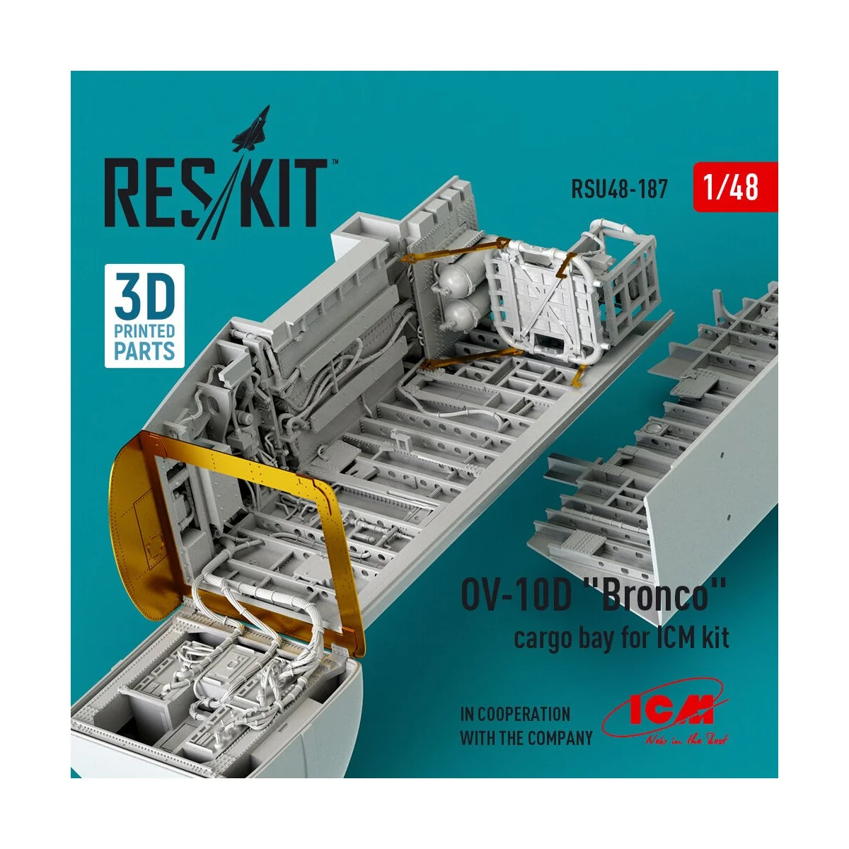 OV-10D Bronco cargo bay for ICM kit (3D Printed), 1/48 - ResKit Mod... OV-10D Bronco cargo bay for ICM kit (3D Printed), 1/48 - ResKit Mod...