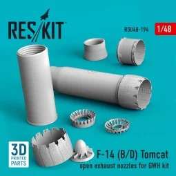 F-14 (B, D) Tomcat open exhaust nozzles for GWH kit (3D Printed), 1...
