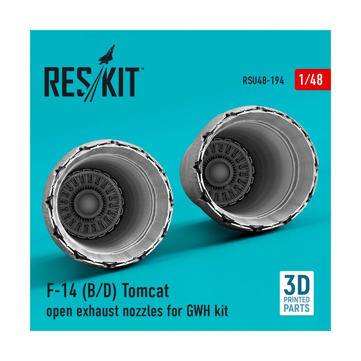 F-14 (B, D) Tomcat open exhaust nozzles for GWH kit (3D Printed), 1...
