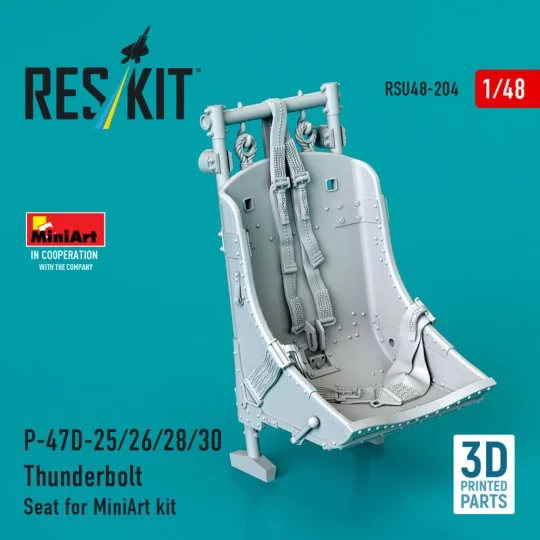 P-47D-25/26/28/30 Thunderbolt Seat for MiniArt kit (3D Printed), 1/...