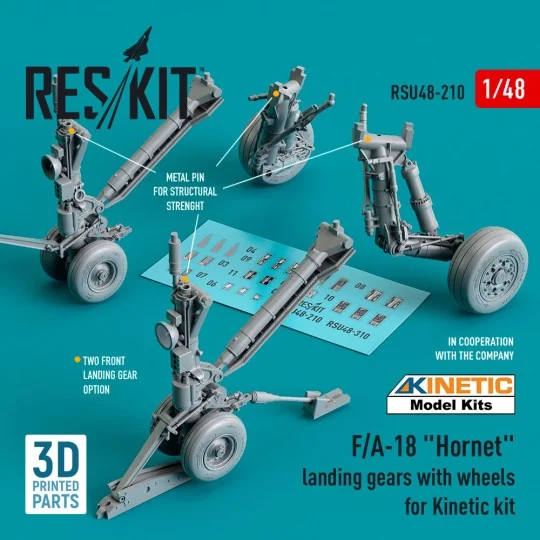 F/A-18 Hornet landing gear with wheels for Kinetic kit (3D Printed)...