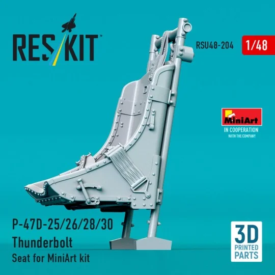 P-47D-25/26/28/30 Thunderbolt Seat for MiniArt kit (3D Printed), 1/...