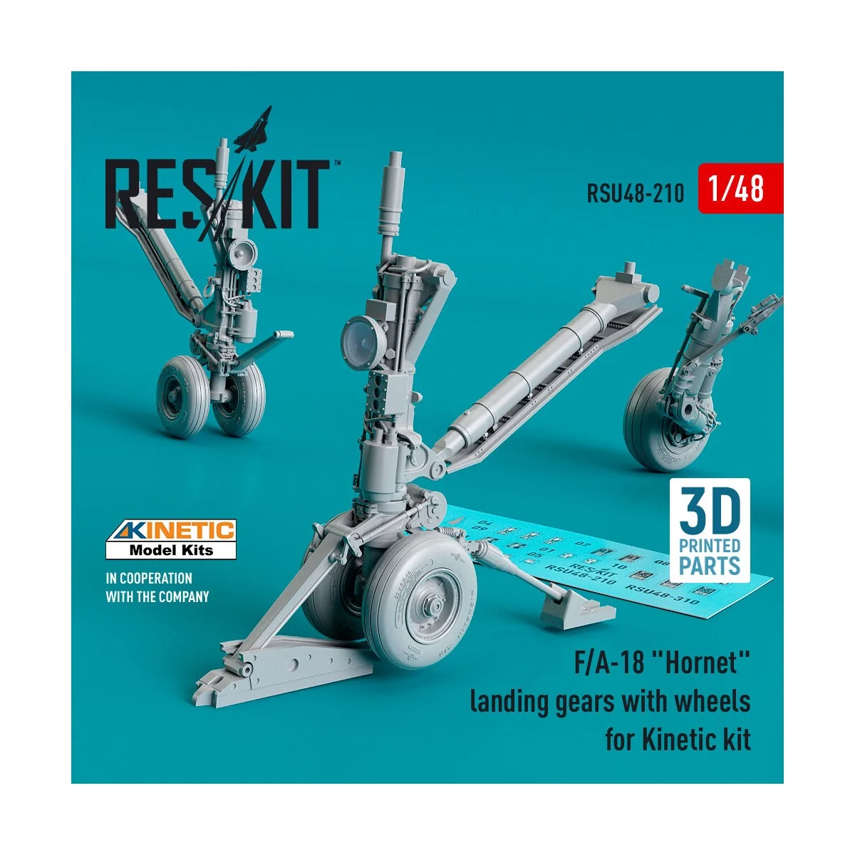 F/A-18 Hornet landing gear with wheels for Kinetic kit (3D Printed)...
