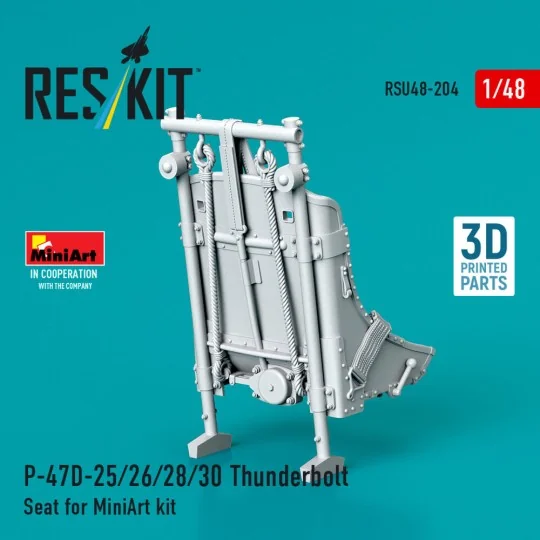 P-47D-25/26/28/30 Thunderbolt Seat for MiniArt kit (3D Printed), 1/...