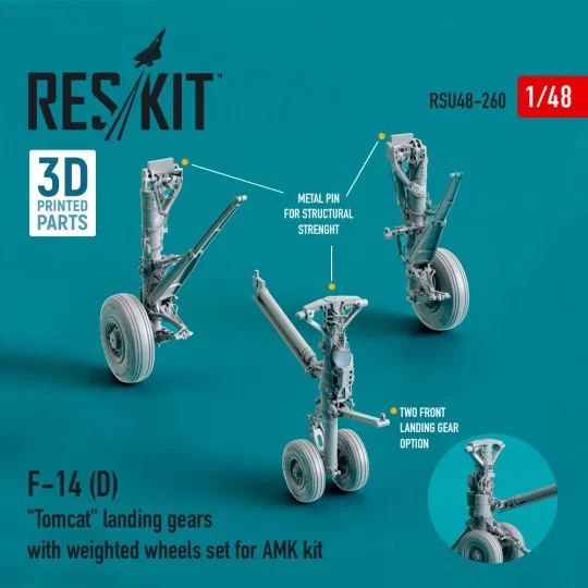 F-14 (D) Tomcat landing gears with weighted wheels set for AMK kit ...