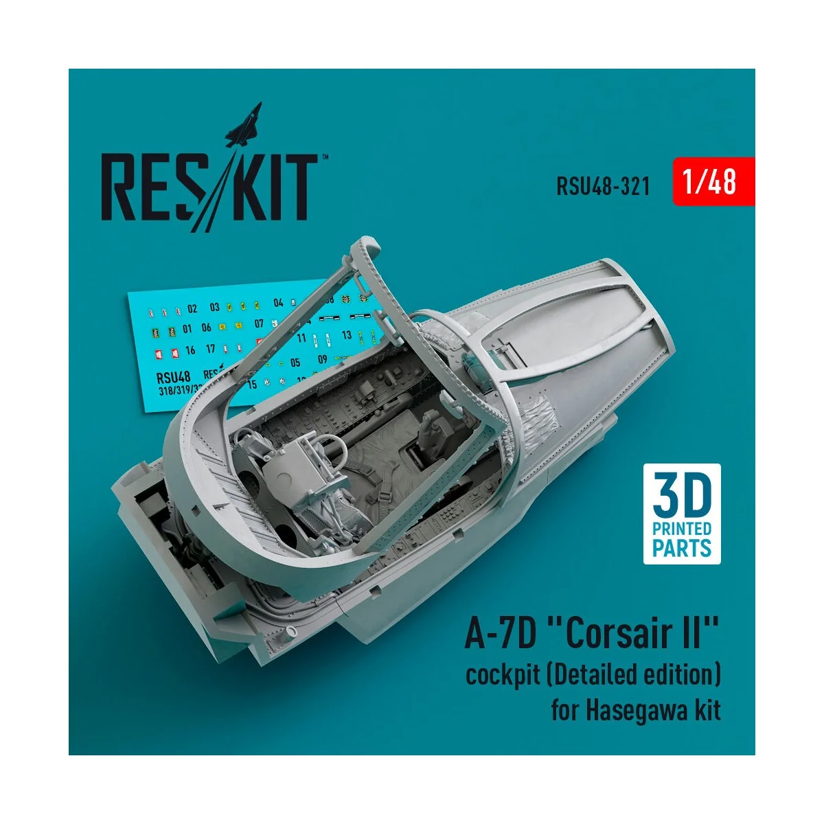 A-7D Corsair II cockpit (Detailed edition) for Hasegawa kit (3D Pri...