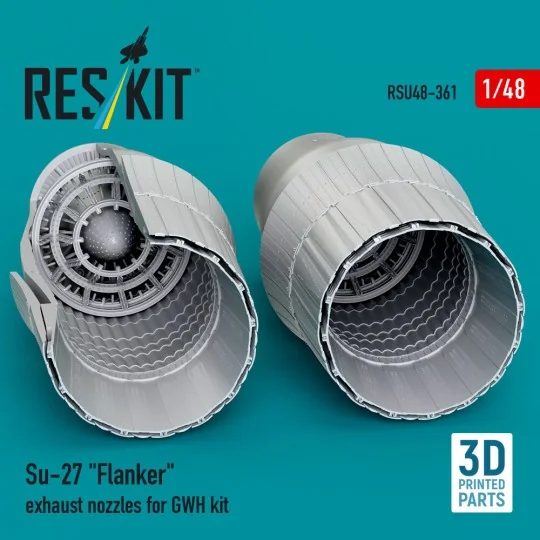 Su-27 Flanker exhaust nozzles for GWH kit (3D Printed), 1/48 - ResK...