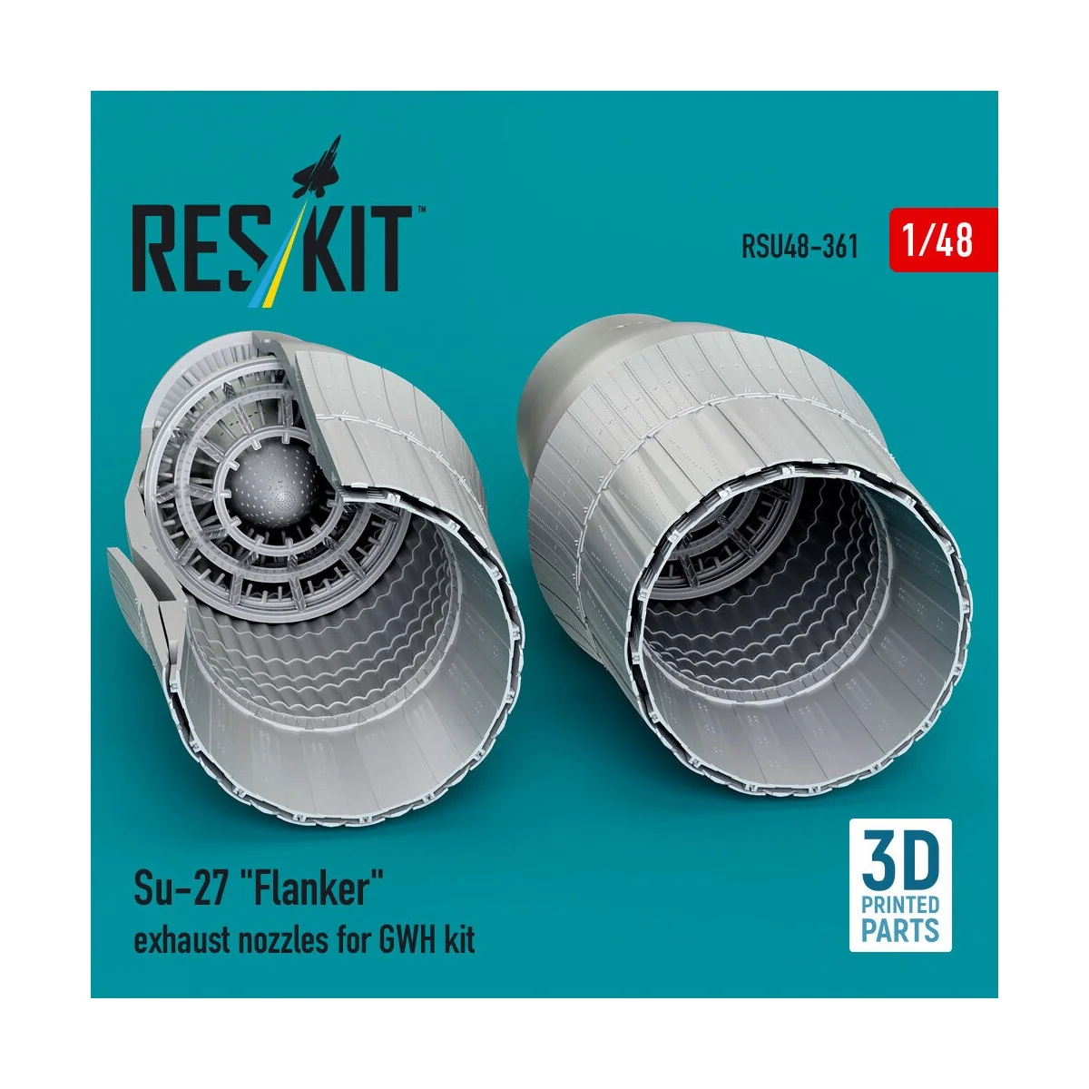 Su-27 Flanker exhaust nozzles for GWH kit (3D Printed), 1/48 - ResK...