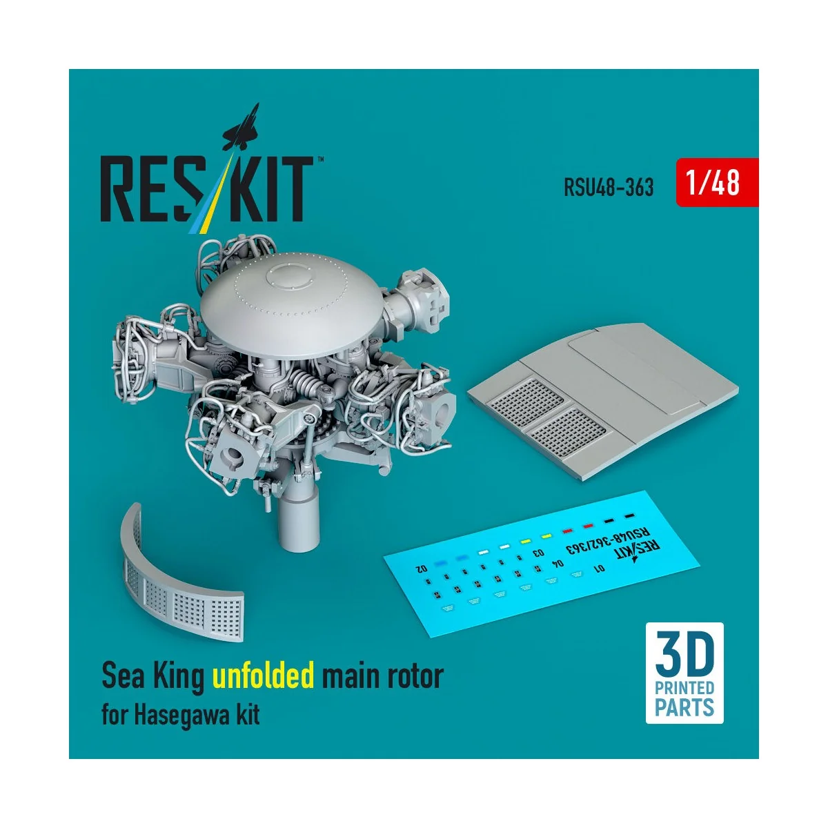 Sea King unfolded main rotor for Hasegawa kit (3D Printed), 1/48 - ...