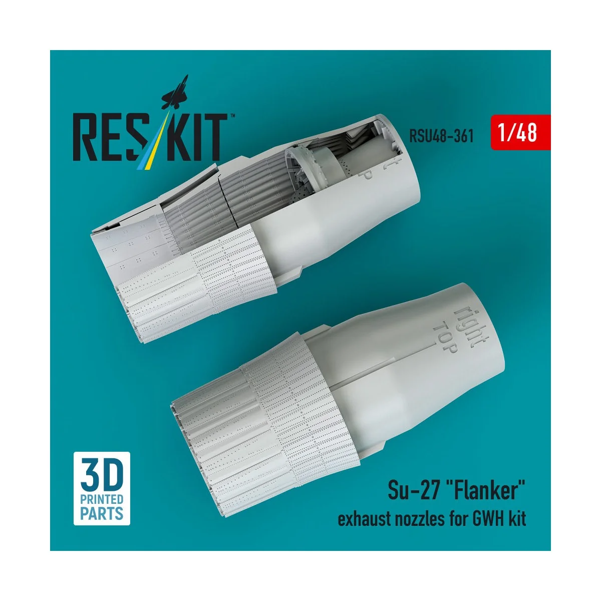 Su-27 Flanker exhaust nozzles for GWH kit (3D Printed), 1/48 - ResK...