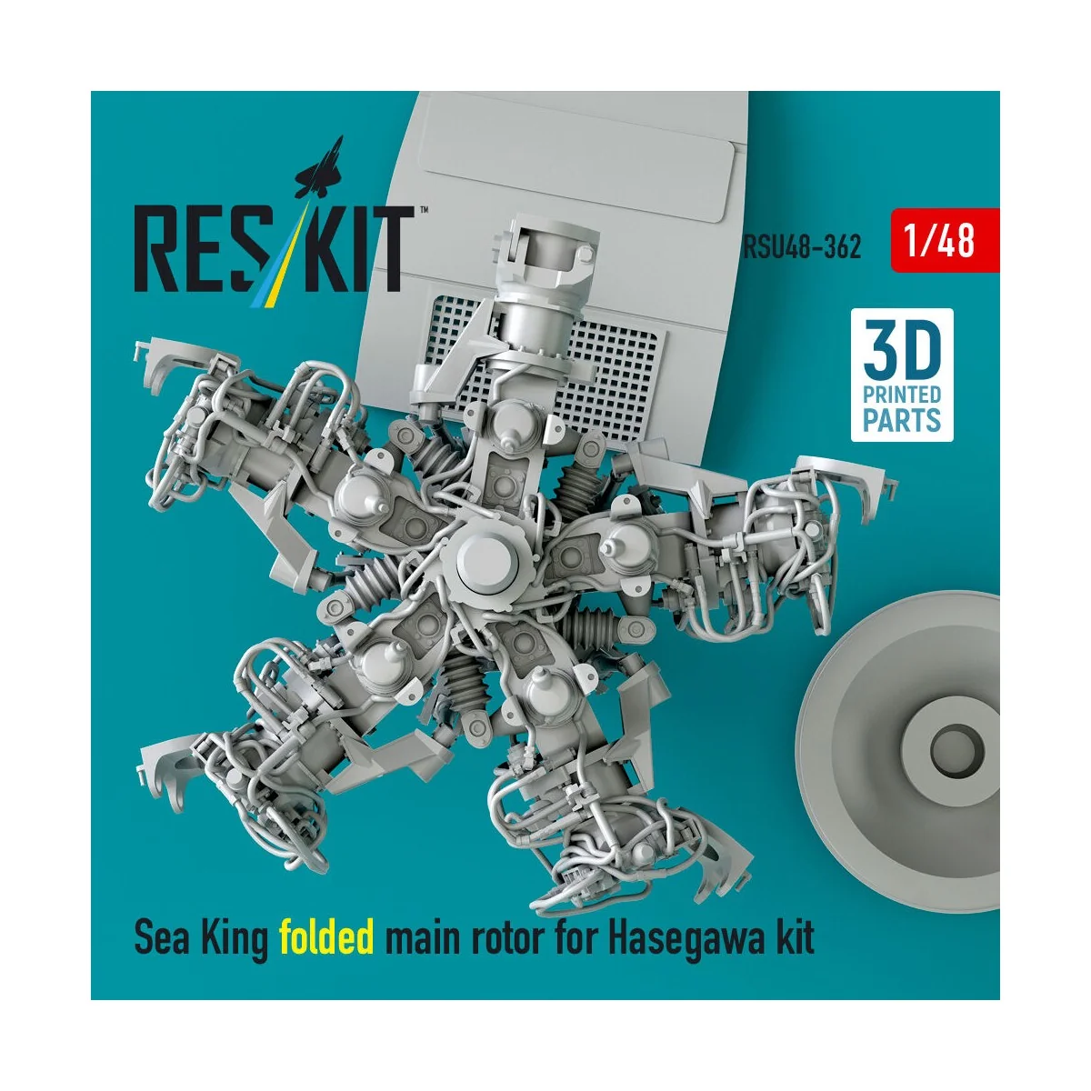 Sea King folded main rotor for Hasegawa kit (3D Printed), 1/48 - Re...