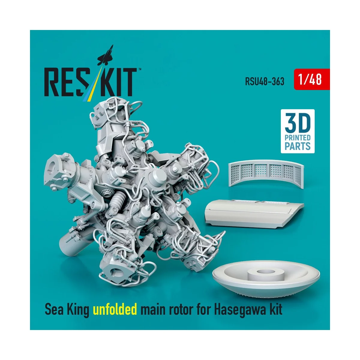 Sea King unfolded main rotor for Hasegawa kit (3D Printed), 1/48 - ...