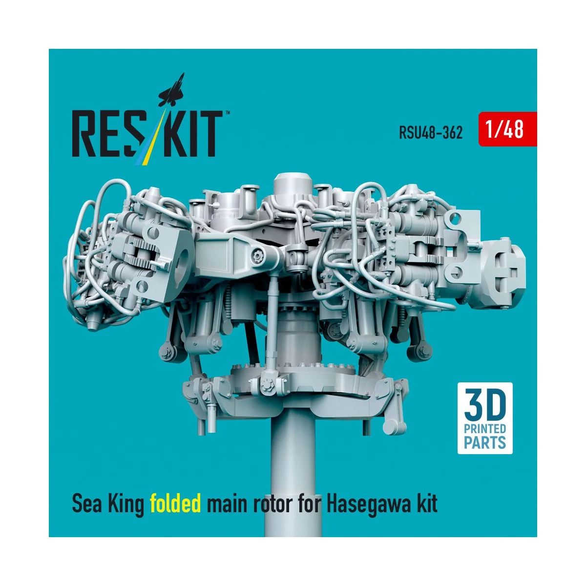 Sea King folded main rotor for Hasegawa kit (3D Printed), 1/48 - Re...