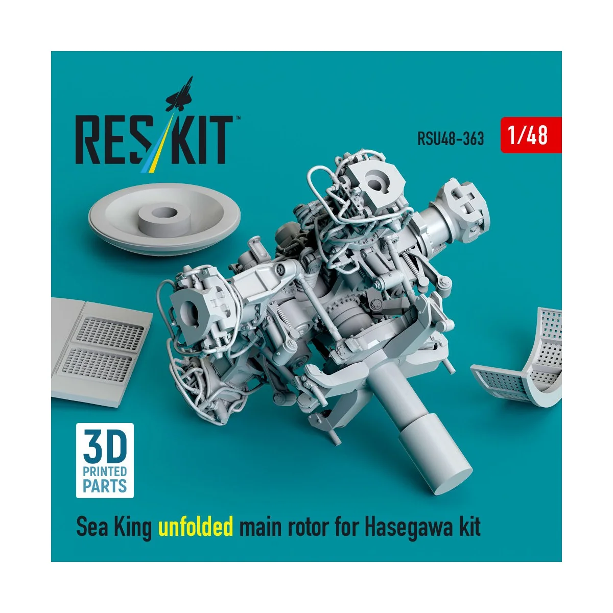 Sea King unfolded main rotor for Hasegawa kit (3D Printed), 1/48 - ...