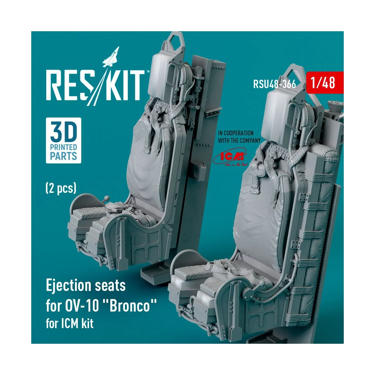 Ejection seats for OV-10 Bronco (2 pcs) for ICM kit (3D Printed), 1...