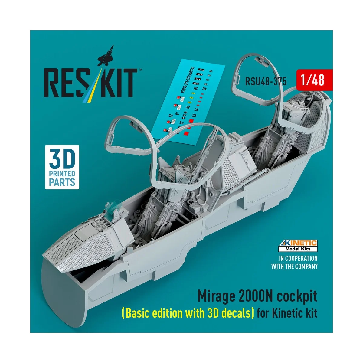 Mirage 2000N cockpit (Basic edition with 3D decals) for Kinetic kit... Mirage 2000N cockpit (Basic edition with 3D decals) for Kinetic kit...