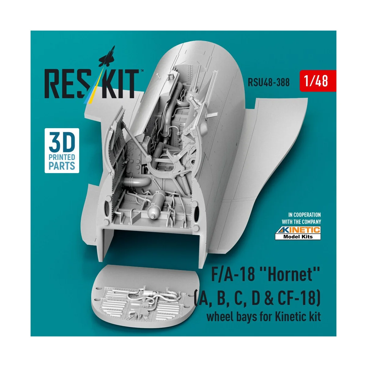 F/A-18 Hornet (A, B, C, D & CF-18) wheel bays for Kinetic kit (3D p...