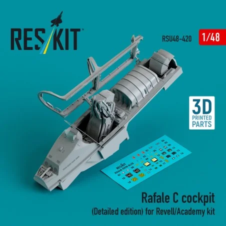 Rafale C cockpit (Detailed edition) for Revell/Academy kit (3D prin...