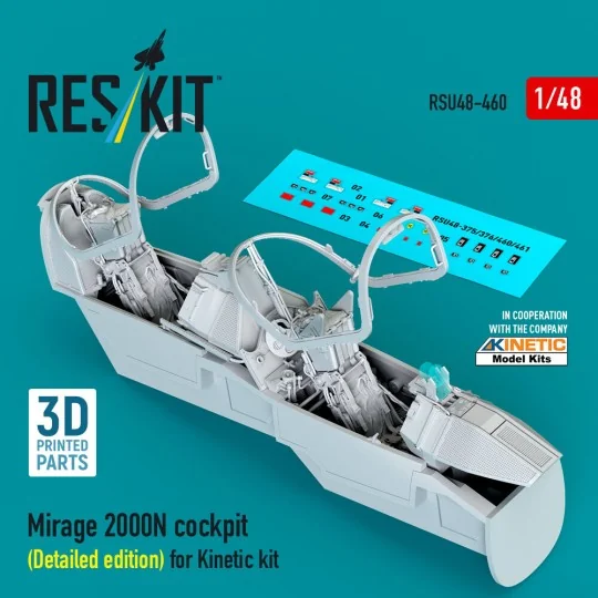 Mirage 2000N cockpit (Detailed edition) for Kinetic kit (3D Printed... Mirage 2000N cockpit (Detailed edition) for Kinetic kit (3D Printed...
