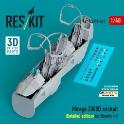 Mirage 2000D cockpit (Detailed edition) for Kinetic kit (3D Printed...