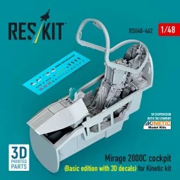 Mirage 2000C cockpit (Basic edition with 3D decals) for Kinetic kit...